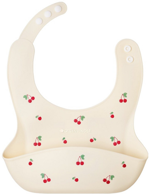 베베그로우 유아용 똑딱이 실리콘 턱받이, 체리, 1개입, 1개