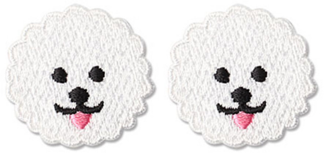 동대문단추왕 열접착식 자수 동물 와펜 패치, 비숑, 2개