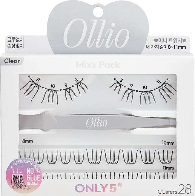 Ollio 노글루 속눈썹 믹스팩 무색 무향 클리어 세트, 1개, 혼합색상