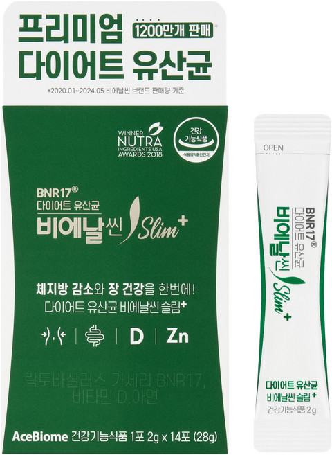 비에날씬 BNR17 다이어트 유산균 슬림플러스, 14회분, 28g, 1개