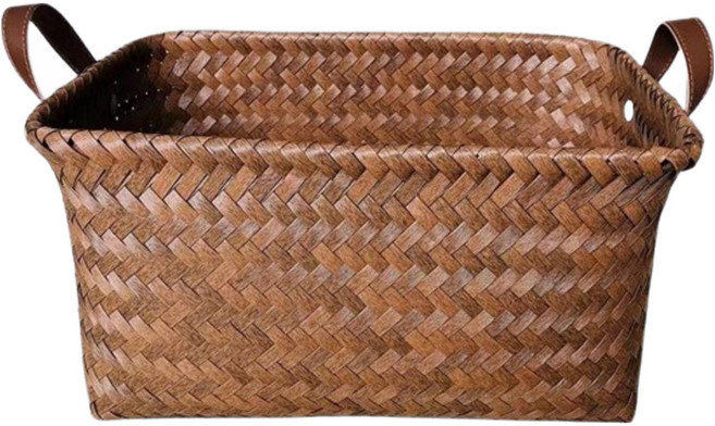 헤이조이 감성 라탄 팬트리 스퀘어 바스켓, 혼합색상, 1개