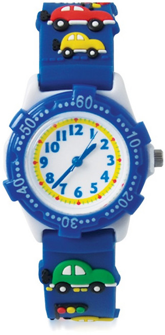 키즈스퀘어 에스케이아이앤디 남아용 3D 프린팅 Bungbung Car 젤리 시계