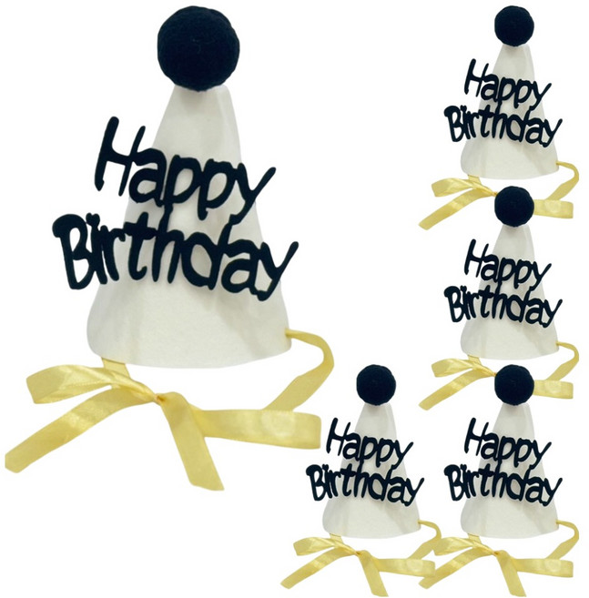 파티공구 생일 꼬깔모자, 심플블랙, 5개