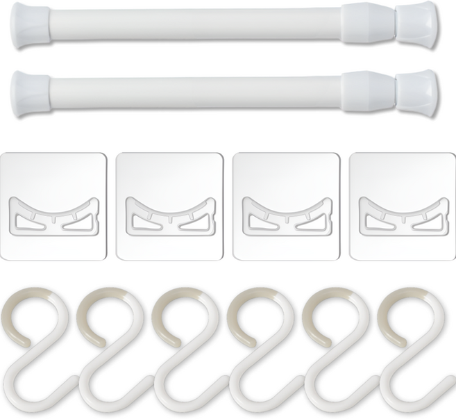 에너바인 욕실 미니 압축봉 2p + 홀더 4p + S고리 6p 세트, 화이트