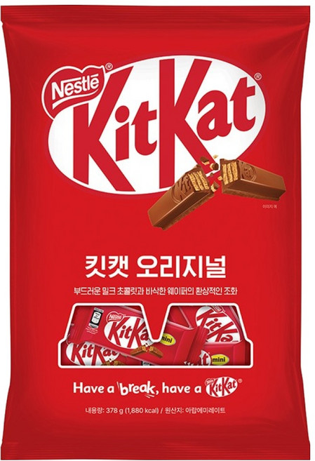 KitKat 오리지널 초코바, 378g, 1개