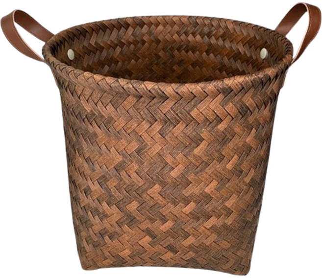 헤이조이 감성 라탄 팬트리 라운드 바스켓, 혼합색상, 1개