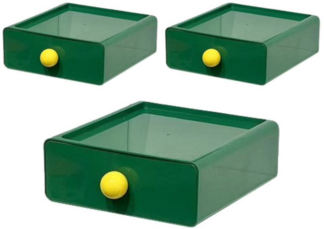 포텐키트 편리한 예쁜 사무용 수납함 11x15x5cm 3개, 그린, 1단