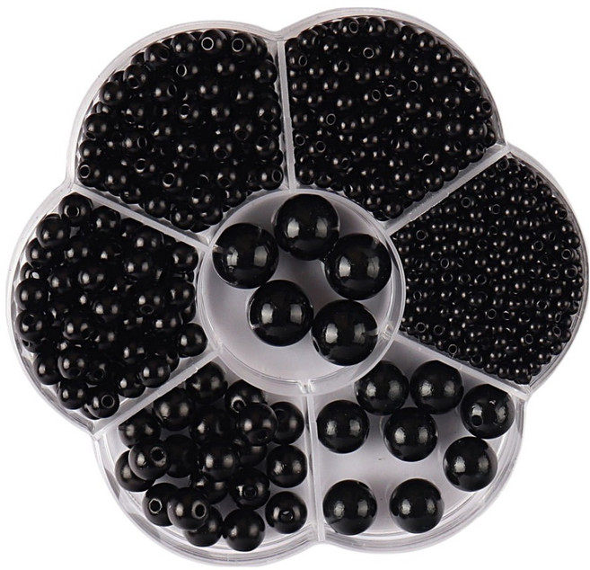 마켓링 예쁜 비즈공예 3 / 4 / 5 / 6 / 8 / 10 / 12 mm 세트, 블랙, 1세트