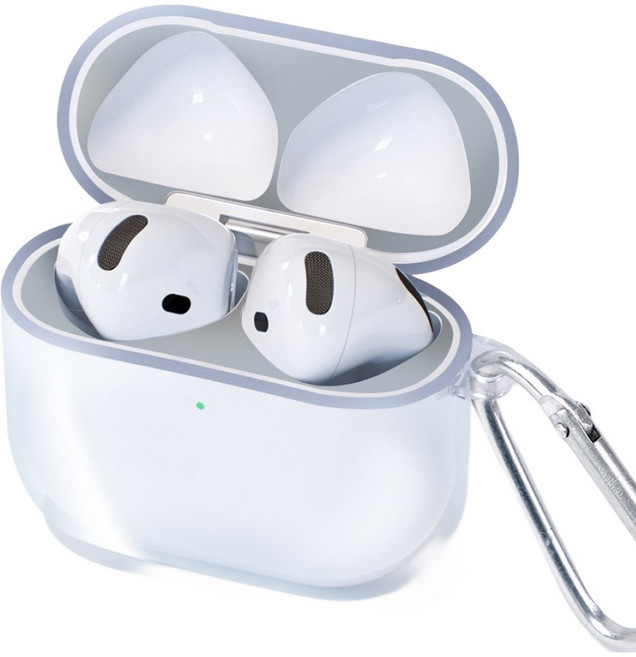 르메이어 에어팟 변색방지 클리어 TPU 케이스 + 철가루 방지 스티커 + 카라비너 세트, 1개, 투명, 에어팟 4세대