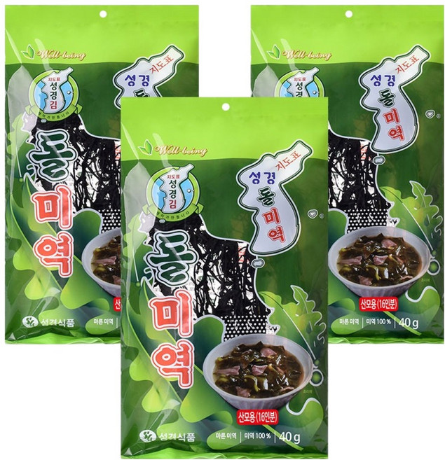 성경식품 지도표 성경 산모용 미역 중, 40g, 3개입