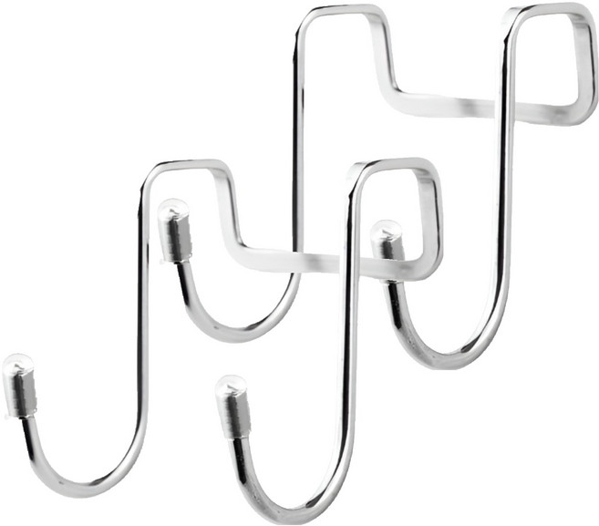 리빙홈디테일 다용도 스테인레스 싱크대 도어걸이 캡형, 실버, 2개