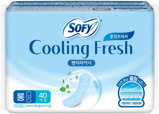 쏘피 쿨링프레쉬 팬티라이너, 롱, 40개입, 1세트 - 쿠팡
