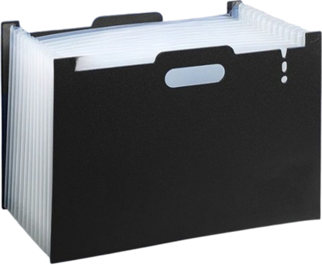 홈셀 24칸 대용량 서류 정리 아코디언 파일 33 x 39 cm, 블랙, 1개
