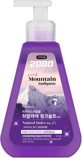 2080 퓨어 핑크마운틴 브라이트닝 펌프 치약, 325g, 1개