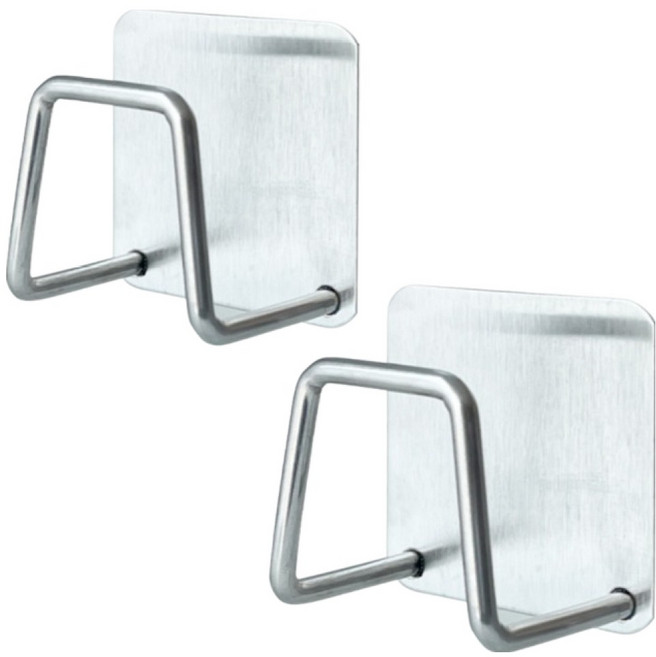 쥬롬 스텐304 접착식 수세미 거치대, 실버, 2개