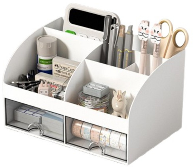 포텐키트 깔끔한 사무용 수납함 21.1 x 14.2 x 12 cm, 화이트, 1개