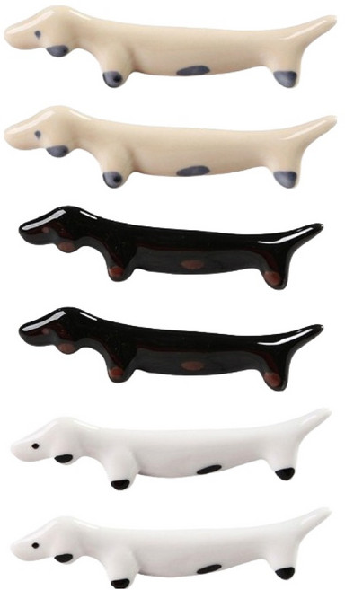 하이원픽 강아지 젓가락 받침 3종 세트, 화이트, 블랙, 베이지, 2세트