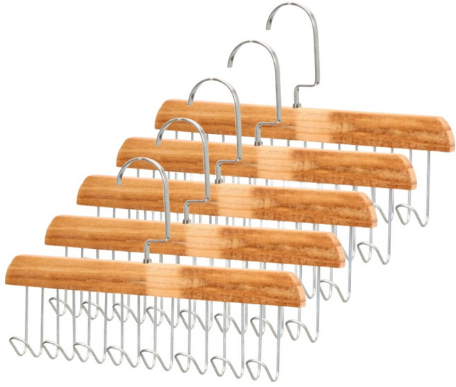 나니즈 다기능 넥타이 속옷 후크 옷걸이, 브라운, 5개