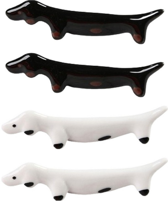 하이원픽 강아지 젓가락 받침 2종 세트, 화이트, 블랙, 2세트