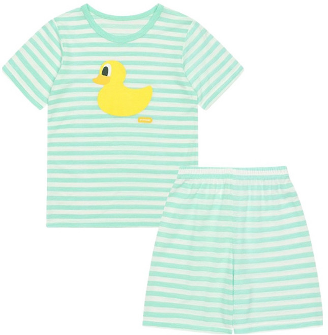 pancoat 兒童Pancoat Popduck條紋人造絲五分袖家居服上下套裝 PKTIPLW11ZM1