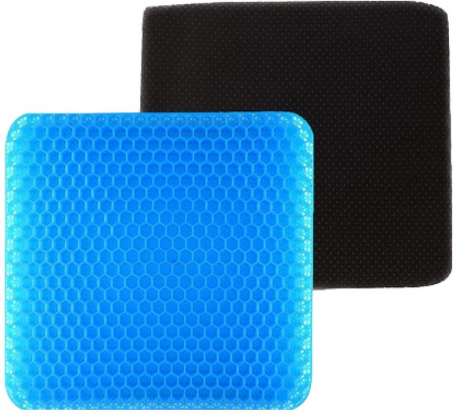 부스마켓 실리콘 여름 쿨방석 + 커버 세트, 블루(방석), 블랙(커버)
