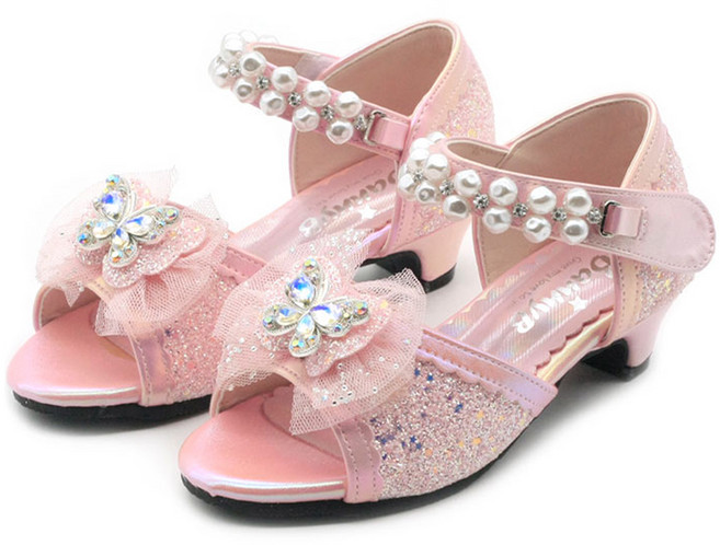 마미트리 여아용 RM 구슬 스트랩 굽 샌들