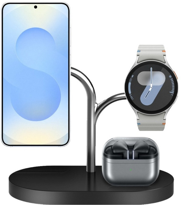 삼성전자 갤럭시 QI2 맥세이프 3in1 마그넷 무선 충전기, 블랙, 1개