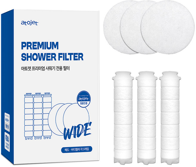 아토젯 프리미엄 샤워기 리필필터 헤드 3p + 바디 3p 세트, 1개, 무향
