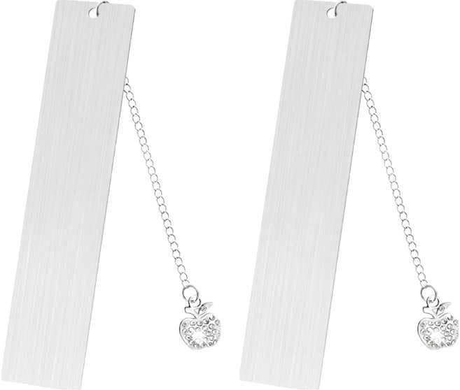 굄스 깔끔하고 심플한 스테인리스 스틸 책갈피 26 x 13 cm, 화이트애플보석, 2개