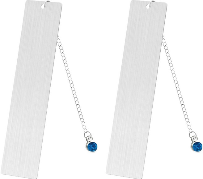 굄스 깔끔하고 심플한 스테인리스 스틸 책갈피 26 x 13 cm, 화이트보석, 2개