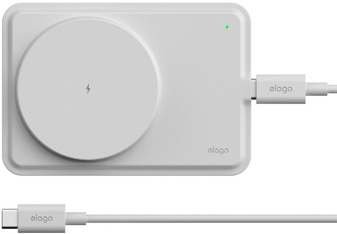 엘라고 아이폰 전용 맥세이프 고속 무선 충전 패드 15W, 라이트그레이, 1개