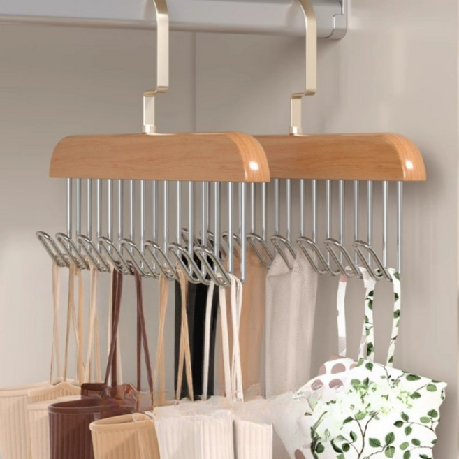 다용도 원목 8구 옷걸이 후크, 라이트우드, 2개