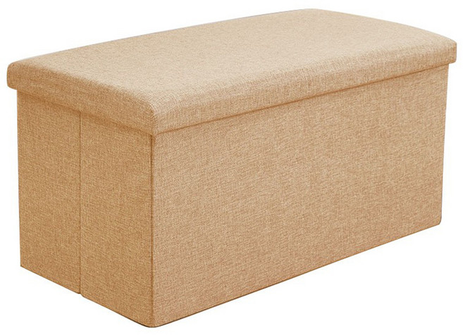 收納椅 76 x 38cm 長方形, 米色, 1個