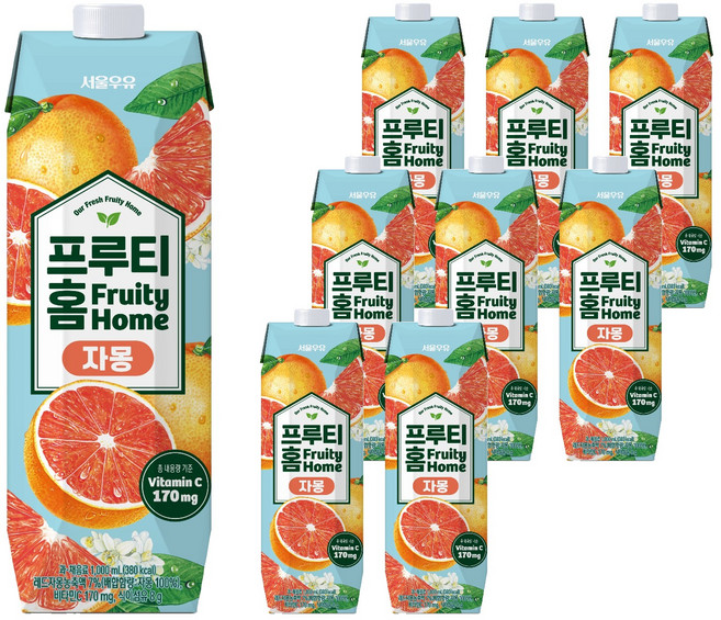프루티홈 서울우유 자몽, 9개, 1L