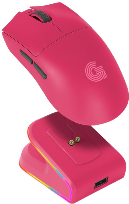 지클릭커 슈퍼히어로 OP200 르캄프 MASTER 초경량 8K 유무선 게이밍 마우스, 핫핑크