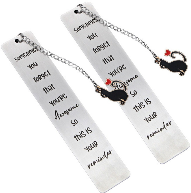 굄스 귀여운 고양이 스테인리스 스틸 책갈피 26 x 13 cm, E타입, 2개