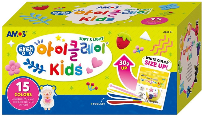 아이클레이 탱탱 유아용 50g x 14종 + 흰색 80g + 도구 세트 780g, 혼합색상, 1개