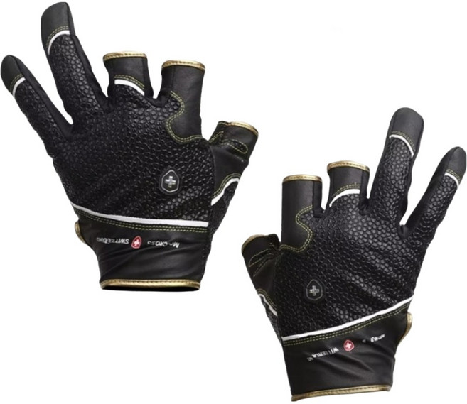 몽크로스 쿨스킨 3컷 사계절 바다 루어 낚시장갑 양손착용 GFG-301G, 블랙 + 골드, 1개