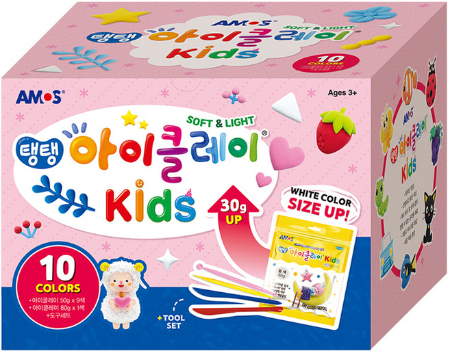 아이클레이 아모스 탱탱 50g x 9종 + 흰색 80g + 도구 4종 세트, 혼합색상, 1개