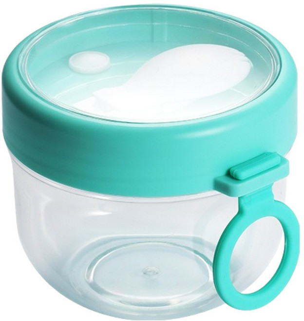 라움앤홈 요거트 샐러드 시리얼 컵 도시락 600ml + 포크 세트, 청색, 1세트