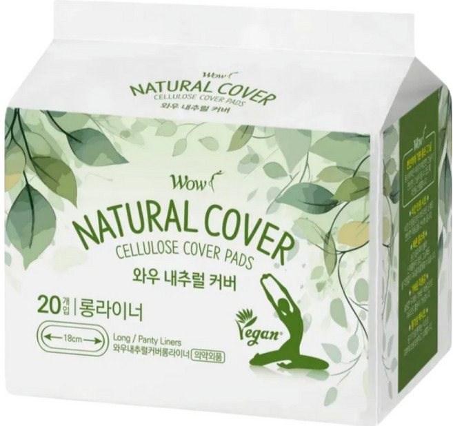 와우 내추럴 커버 팬티라이너, 롱, 20개입, 1세트