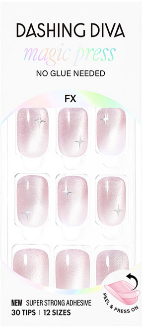 데싱디바 매직프레스 샤이닝 파스텔 네일팁, 1개, 핑크 + 실버