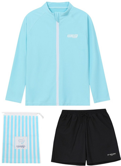 에스티홀리데이 집업 래쉬가드 상의 + 보드숏 + 비치백 세트 C255-01