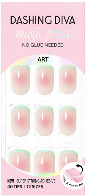 데싱디바 매직프레스 치크 멜론 네일팁, 1개, 핑크 + 코랄 + 그린