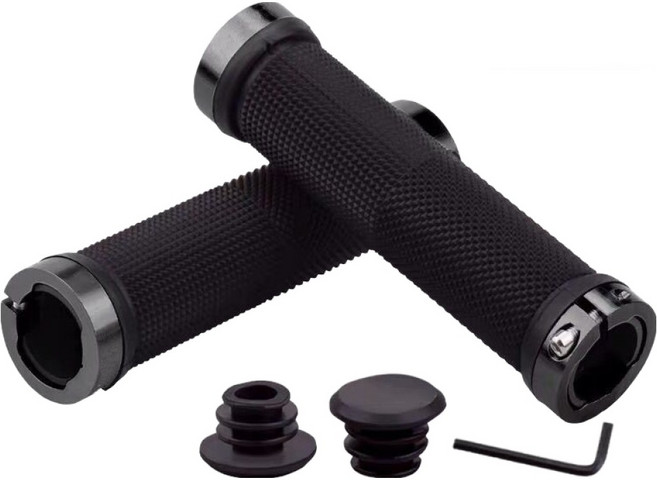 루미온 자전거 오래사용 핸들 그립 2p + 플러그 2p + 공구 세트, 블랙, 1세트