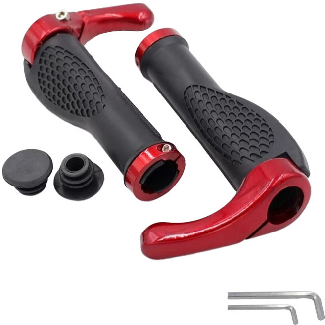 루미온 자전거 이지 핸들 그립 2p + 플러그 2p + 공구 2종 세트, 레드, 1세트