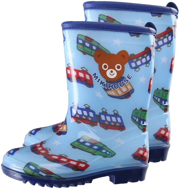 愛北鼻 藍汽車小熊 可愛防滑兒童雨靴