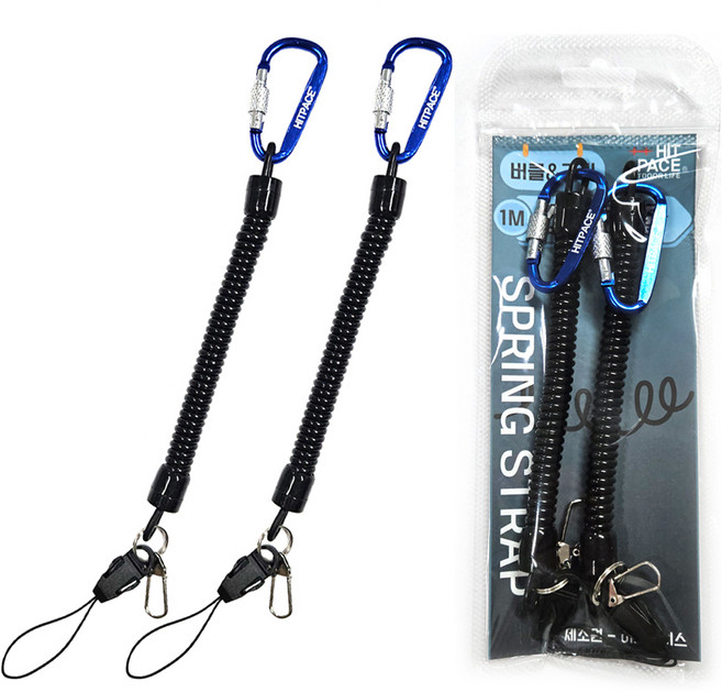 히트페이스 버클 고리 스프링줄 2p, 블랙, 1개