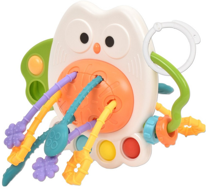 감각발달 실리콘 촉감 스트링 부엉이, 혼합색상, 1개