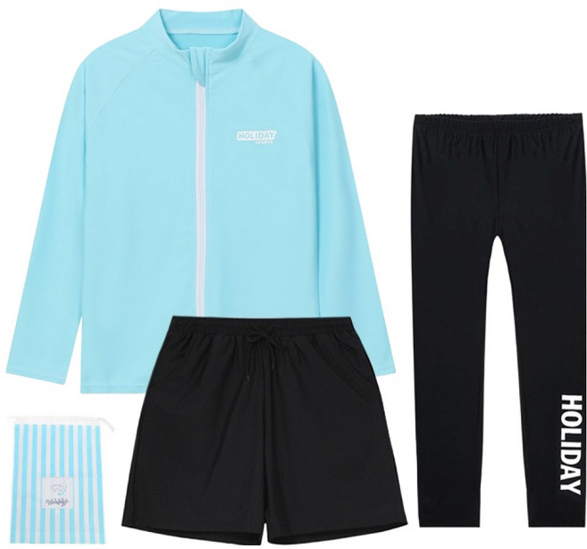 에스티홀리데이 아동용 집업 래쉬가드 + 보드숏 + 워터레깅스 + 비치백 세트 C255-04